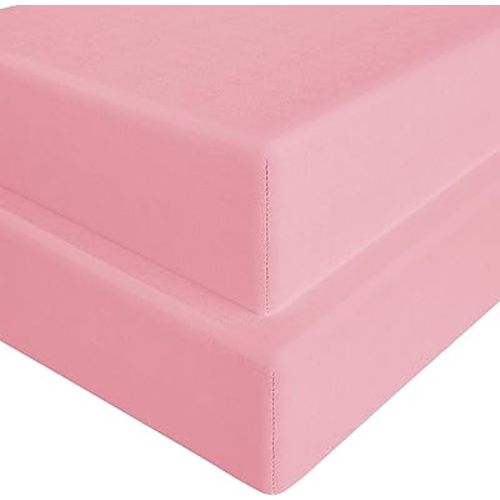 FLXXIE 2 Pack Microfiber Fitted Crib Sheets, Super Soft and Cozy Toddler Fitted Sheets for Standard Crib and Toddler Mattresses, 28x52, Pink