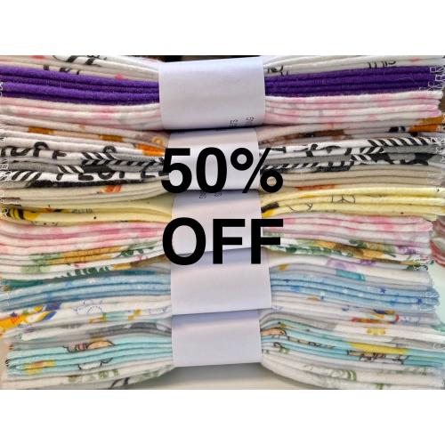 Cloth Baby Wipes. 8x8 100% cotton flannel. Eco friendly reusable washable cloth wipes and/or napkins. Discontinued Prints