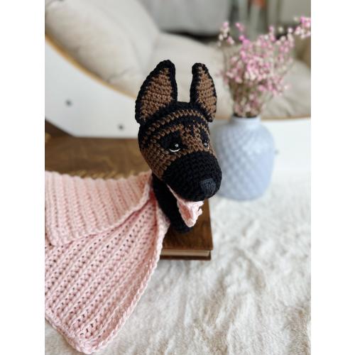 Crochet Lovey, Cute German Shepherd dog lovey snuggler, German Shepherd lovey,  Baby Shower Gift, New Baby Gift, German Shepherd puppy lovey