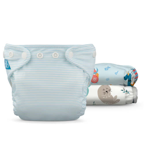 Reusable Cloth Diaper: Newborn with Fleece (Pack of 3) - Ocean Voyage – Charlie Banana