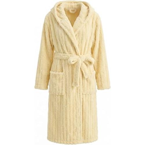 HEARTNICE Fuzzy Soft Robes for Women, Long Plush Hooded Robe Fluffy Warm Bathrobes