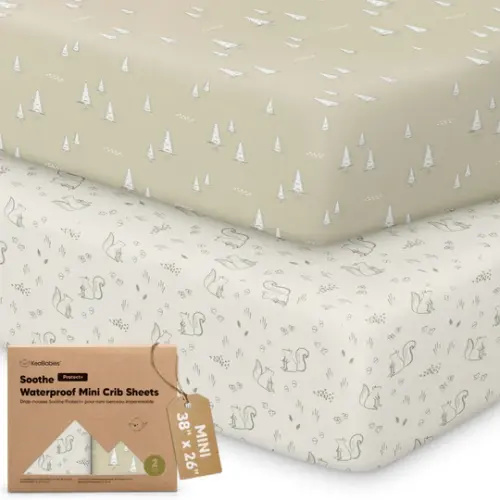 2-Pack Soothe [Protect+] Waterproof Mini Crib Sheets