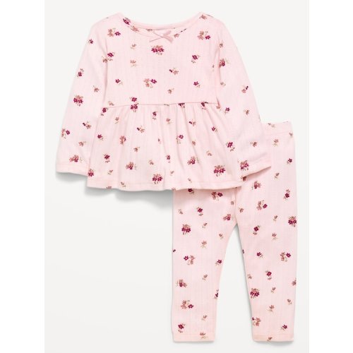 Long-Sleeve Pointelle-Knit Top and Pants Set for Baby