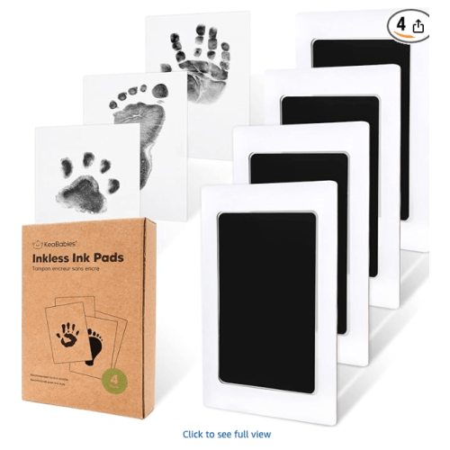 4-Pack Inkless Baby Hand and Footprint Kit - Mess Free Ink Pad for Newborn Keepsake, Dog Nose & Paw Print Kit, Clean Touch Ink Pad for Baby Hand & Footprints, Ideal New Mom Gifts (Jet Black)