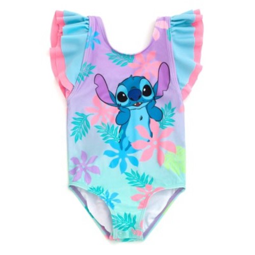 Disney Lilo & Stitch Newborn Baby Girls UPF 50+ One Piece Bathing Suit Lavender / Green Ombre 9 Months