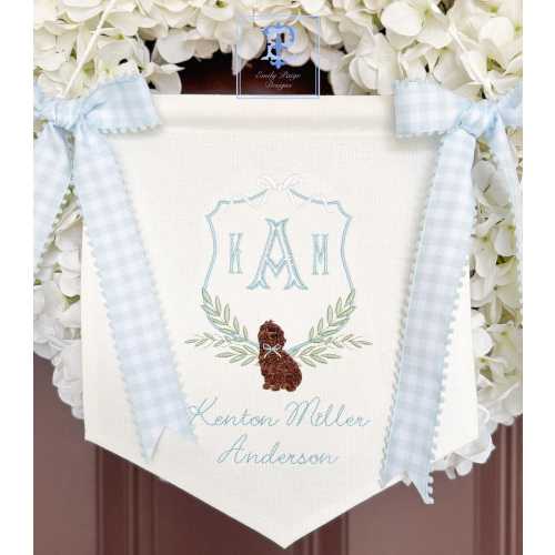 Custom Boykin Spaniel Dog Baby Hospital Banner | Embroidered Birth Announcement | Hospital Door Sign | Baby Shower | Bassinet Crib Decor