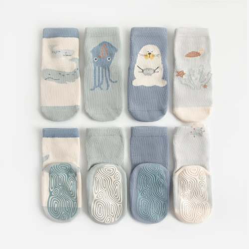Into The Sea- Extra Warm- Blue Non-Slip Socks for Babies & Toddlers – LittleYogaSocks