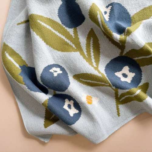 Blueberry Bear Bee Organic Cotton Blanket - The Blueberry Hill | Maisonette