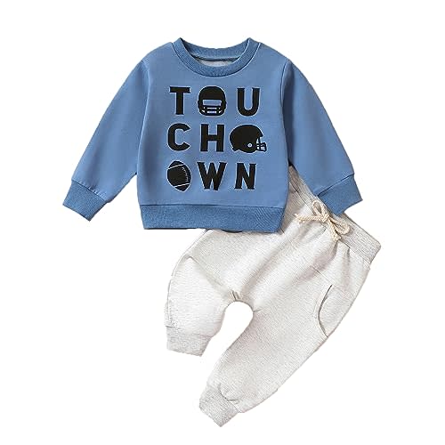 Baby Boy Clothes Fall 6 12 18 24 Months Football Long Sleeve Pullover Tops & Pant Sets Toddler Winter Outfits
