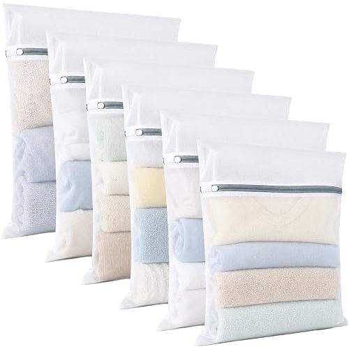 6 Pcs Mesh Laundry Bags for Delicates, Lingerie & Bra Washing,12 x 16 Inch