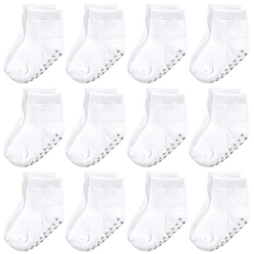 Touched by Nature Girls Unisex Baby Organic Cotton Socks with Non-Skid Gripper for Fall Resistance
