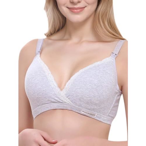 Cross-Front Cotton Nursing Bras - Wireless V Neck Sleep & Lounge Bralette, Comfy Wirefree Pregnancy & Breastfeeding Bra