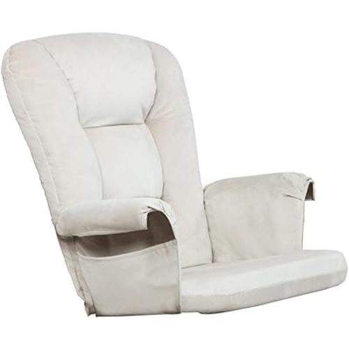 Pemberly Row Contemporary Glider Chair Cushions Set, Beige Velvet Fabric, Foam Filled, Replacement Seat, Back, Arm Cushions for Nursery, Living Room or Office Glider Chairs, 5" H x 24" W x 26" D