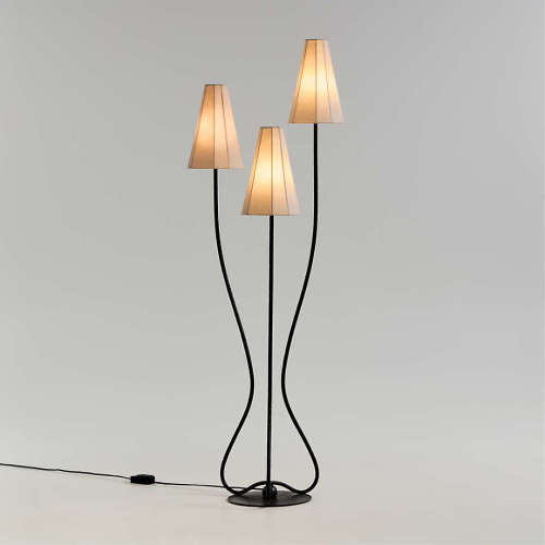 Nouveauté 3-Light Metal Floor Lamp with Linen Shades 68" by Athena Calderone