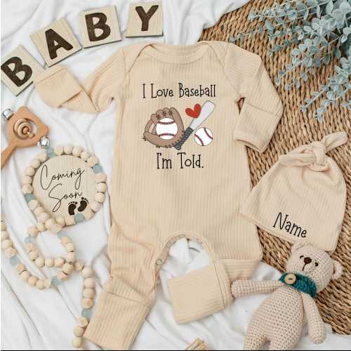 I Love Baseball I'm Told Baby Bodysuit, Funny Sports Fan Outfit for Baby Boy, Cute Baseball Gift for Newborn, Baby Shower Gifts