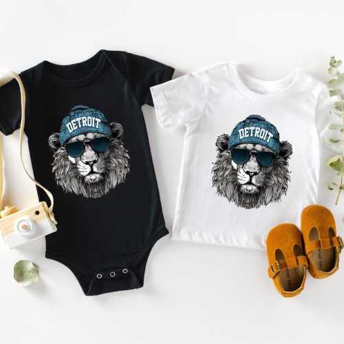 Cute Detroit Kid Tee, Football Toddler Lion Shirt, Funny Detroit Tee, Lion Baby Long Sleeve Bodysuit, Football Baby Lion Apparel