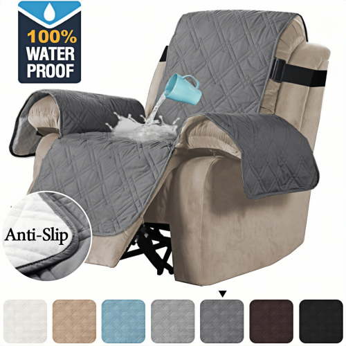 100% Waterproof Recliner Cover for Small Recliners - Pet-Resistant Non-Slip Furniture Protector with Soft Cotton Finish Crafted Sofa Recliner Protector, Recliner, Dark Gray
