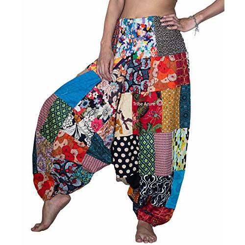 Tribe Azure 100% Cotton Harem Pants Colorful Summer Hippie Yoga Boho Casual Fashion Women