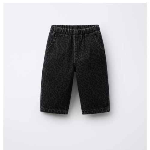 ANIMAL PRINT BAGGY DENIM PANTS - Black | ZARA United States