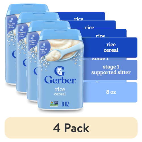 (4 pack) Gerber Stage 1 Baby Food, Baby Rice Cereal, Gerber Cereal For Baby, Infant Cereal 8 oz