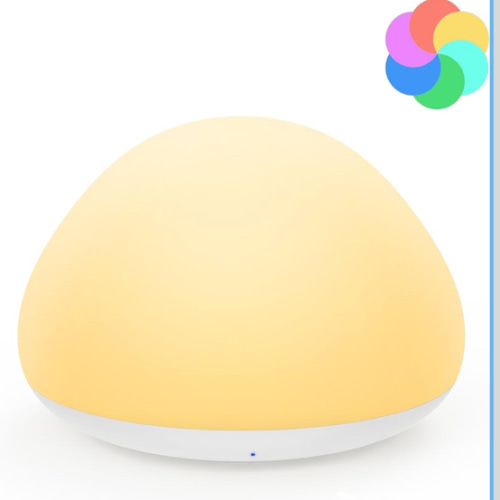 JolyWell Baby Night Light for Nursery, Soft Silicone Tap Control Night Lamp with 8 Color Changing, Stepless Dimming, Rechargeable Portable Night Light for Kids, 1H-Timer, Warm Light for Breastfeeding