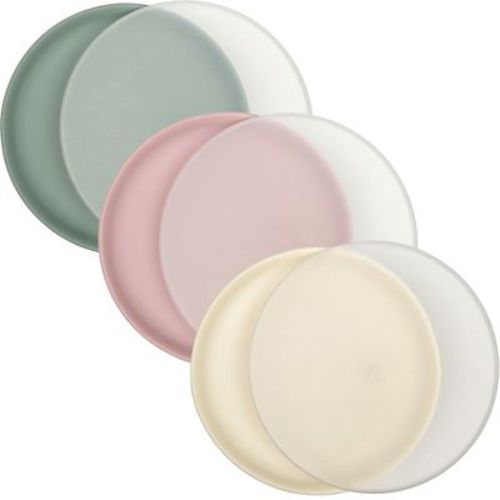 WeeSprout Baby & Toddler Non-Suction Plates with Lids - 3 Pack (Matte Green, Pink, Off White)