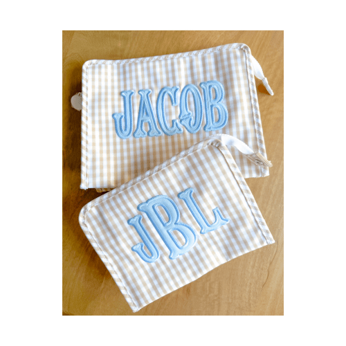 TRVL Roadie - Gingham Khaki | Travel Pouch & Organizer – The Tiny Duckie