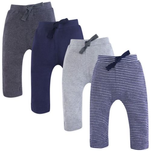 Touched by Nature  - 6-9 Months 4-Pack Organic Cotton Pants in Grey/BlueTouched by Nature