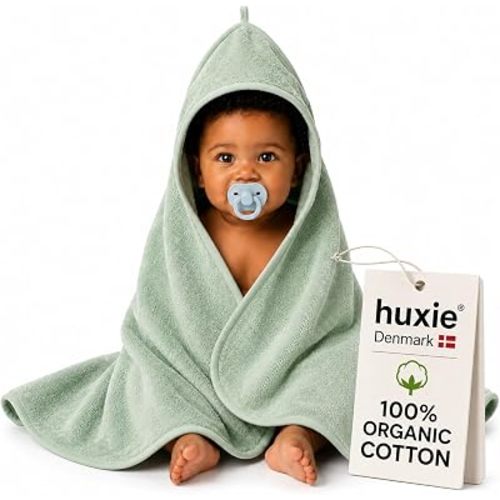 Hooded Baby Bath Towel, 100% Organic Cotton, Super-Soft 32"x32"