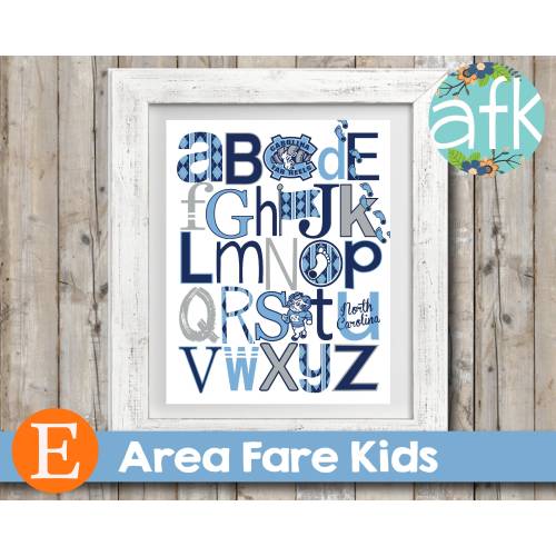 UNC TARHEELS Team ABC Nursery Art Print
