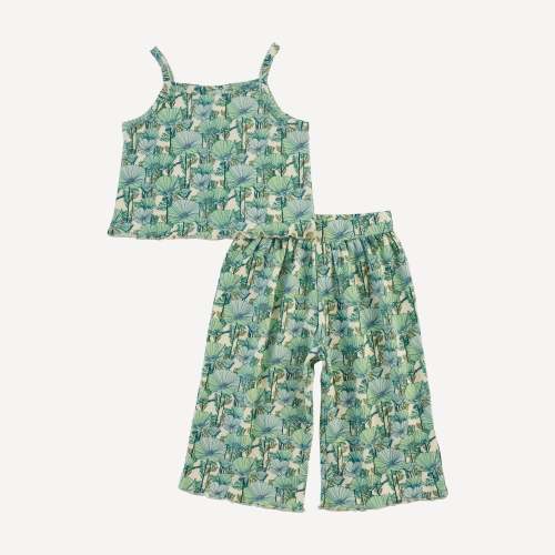 jade set | small aqua poppies | organic cotton interlock