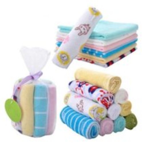 8pcs Soft Cotton Baby Face Washers Hand Towels Washing Bath Shower Wipe Nursing Towel (Random Color)
