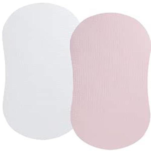 Muslin Bassinet Sheet Compatible with Halo Bassinest Swivel Flex Glide Premiere & Luxe Series Sleeper 2 Pack Cotton Stylish Boho Fitted Bassinet Sheets Super Soft for Baby White & Pink