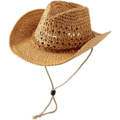 Jastore Straw Cowboy Hats for Boys Girls Western Cowboy Hat Kids Straw Hat Toddlers Sun Hat Beach Hat