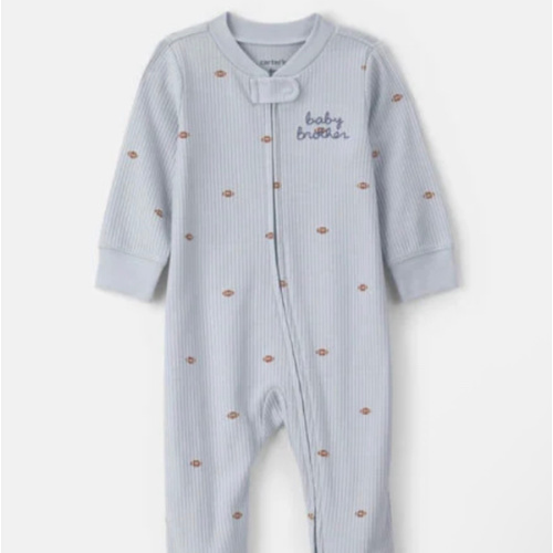 Baby Boy Baby Brother' Cotton 2-Way Zip Sleep & Play Pajamas - Blue | Carter's