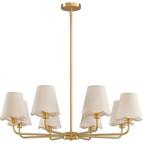 KAISITE Modern Gold Chandelier 8-Light Farmhouse Chandelier for Dining Room Industrial Dining Kitchen Light Fixture Over Table Ceiling Chandelier for Bedroom Living Room Foyer Entryway