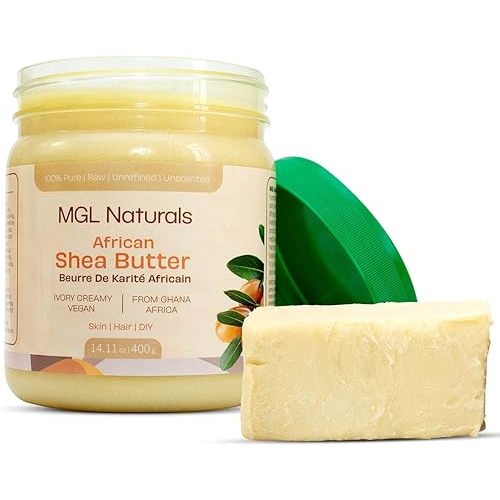 Raw African Shea Butter Ivory, 100% Pure, and Unrefined. Nourish and moisturize hair and skin. Use alone or DIY recipes. From Ghana, West Africa. 16oz in jar