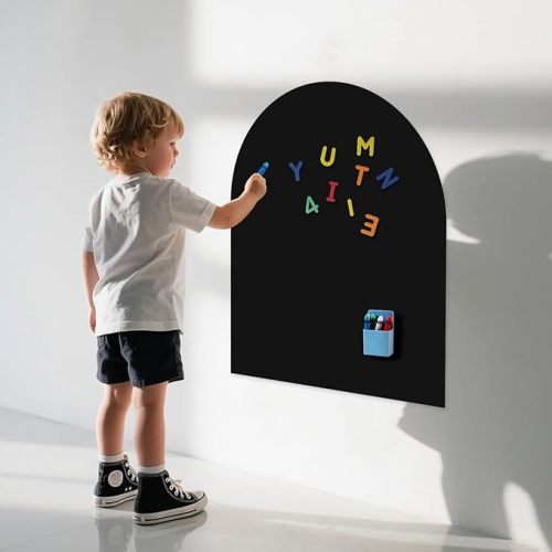 32 x 24 Arch Magnetic Wall Decal for Kids, Upgraded Self-Adhesive UnPeel Magnetic Chalkboard for Wall, Magnet Wall Drawing Learning for Playroom, School, Home(Black)