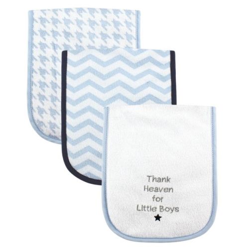 Luvable Friends Baby Boy Cotton Burp Cloths with Fiber Filling 3pk, Boy Thank Heaven, One Size