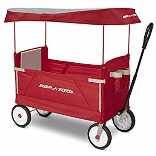 Radio Flyer 3-In-1 EZ Folding, Outdoor Collapsible Wagon for Kids & Cargo, Red - Canopy