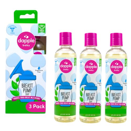 Dapple Baby - Breast Pump Soap - 8 fl oz, 3 Count | Fragrance Free, Plant Powered, Hypoallergenic, Easy Rinse Formula, Removes Milk Residue