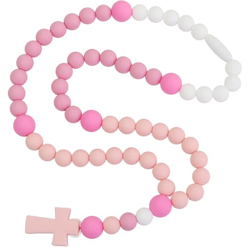 Handmade Silicone Rosary First Rosary Beads Baptism Gift for Boy Girl | Catholic Silicone Rosary With Soft Cross Rosary Baptism Shower Gifts,Party Decorations