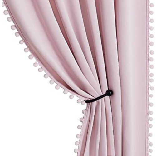StangH Pink Blackout Curtains for Girls Room W52 x L63 Inch, 2 Panels