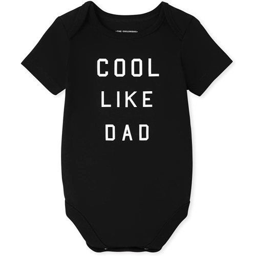 The Children's Place Unisex Baby Short Sleeve 100% Cotton Family Bodysuits T-Shirt, Cool Like Dad, 0-3 Months US