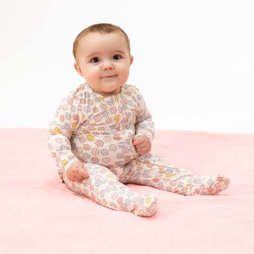 Sarah Floral - 2 Way Ruffle Back Zipper Footie – Angel Dear