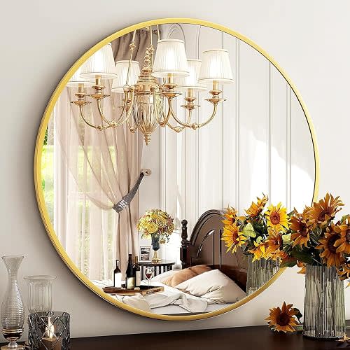 HARRITPURE Round Mirror 30 Black Wall Mounted Circle Mirrors