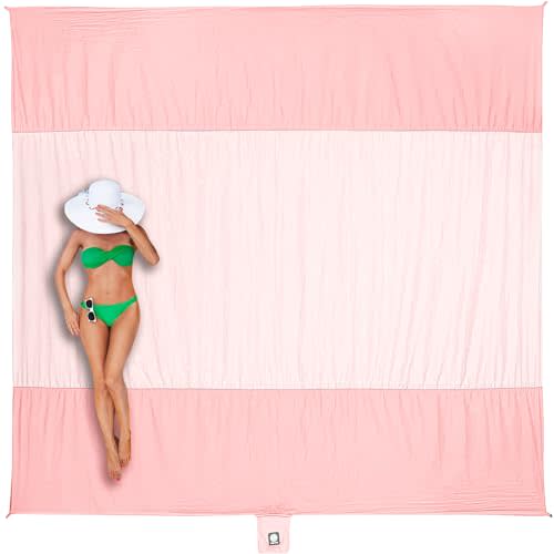 WEKAPO Beach Blanket Sandproof Waterproof, Extra Large Beach Mat, Oversized & Compact Sand Free Mat Quick Drying, Lightweight & Durable with Stakes & Corner Pockets