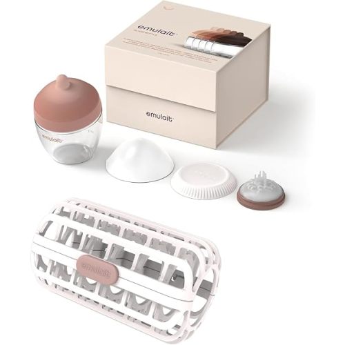 Emulait Classic Glass Baby Bottle, Shape 1, Color Medium & Dishwasher Basket Bundle