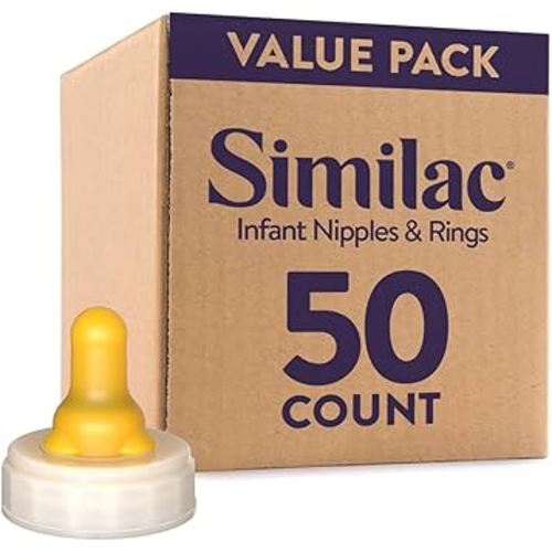Similac Baby Formula Twist Nipple and Ring, Infant Bottle Nipple and Ring, Latex-Free, 50ct
