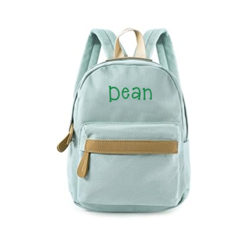 MT WORLD Daycare Backpack - Personalized Canvas Backpack with Name - Classic 15inch Daypack with Back Pocket - Custom Daycare Diapering Bag for Overnight Travel Birthday Gifts (Lake Green, Large)